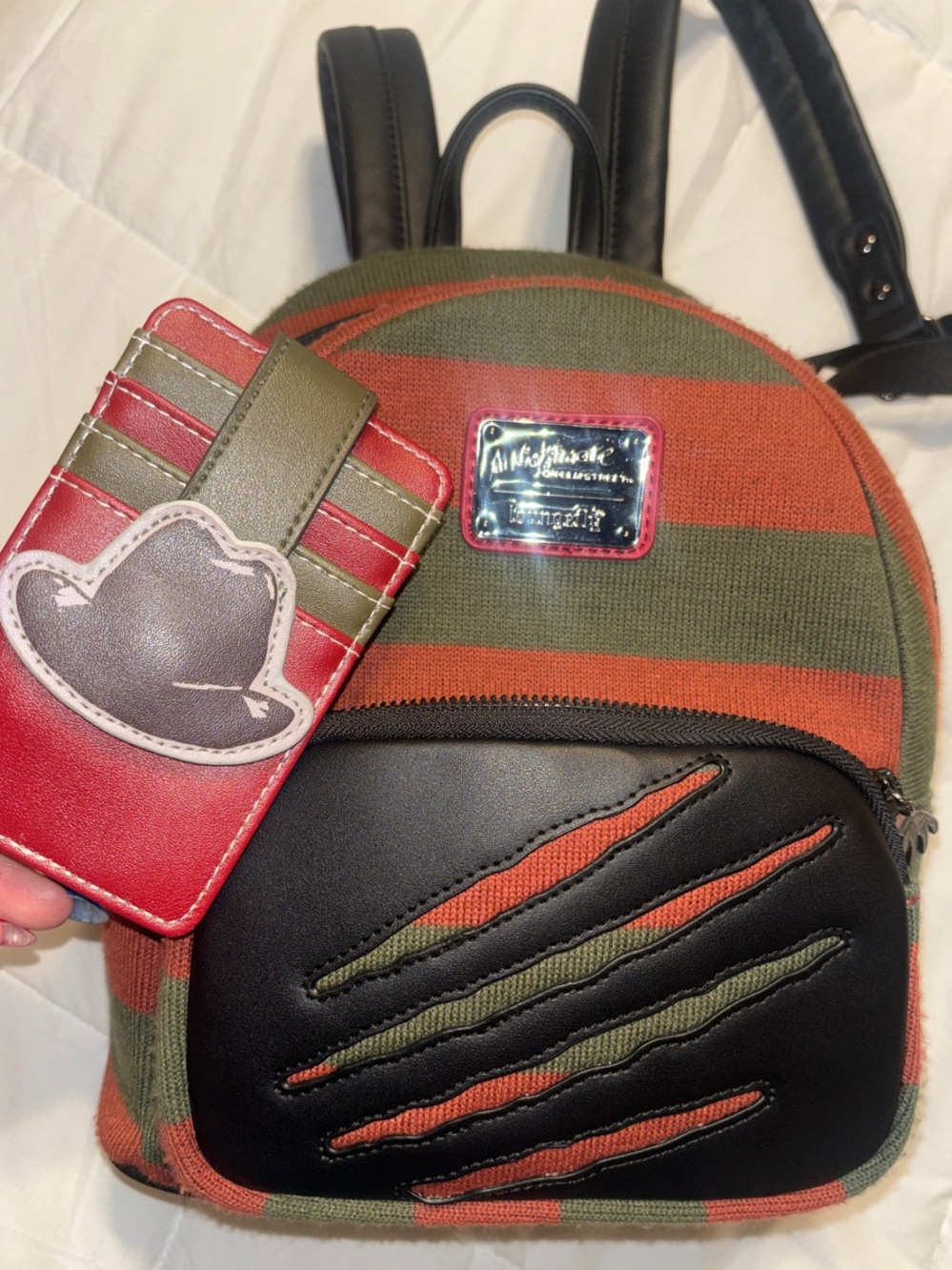 Loungefly Freddy Sweater Nightmare on Elm Street Backpack w/Buckle Down Wallet